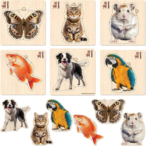 QUOKKA Realistic Wooden Puzzles for Toddlers 1-3 Year Old - 15x15 Inches Kids Puzzles Ages 2-4 - Birds, Animals, Fish, Butterfly Montessori Toddle...