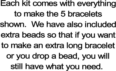 DIY Beading Stretch Cord Kit, All The Supplies to Make The 5 Bracelets Shown, Beading Kit, Jewelry Making, Build Your Own Bracelet, Crafts (Assort...