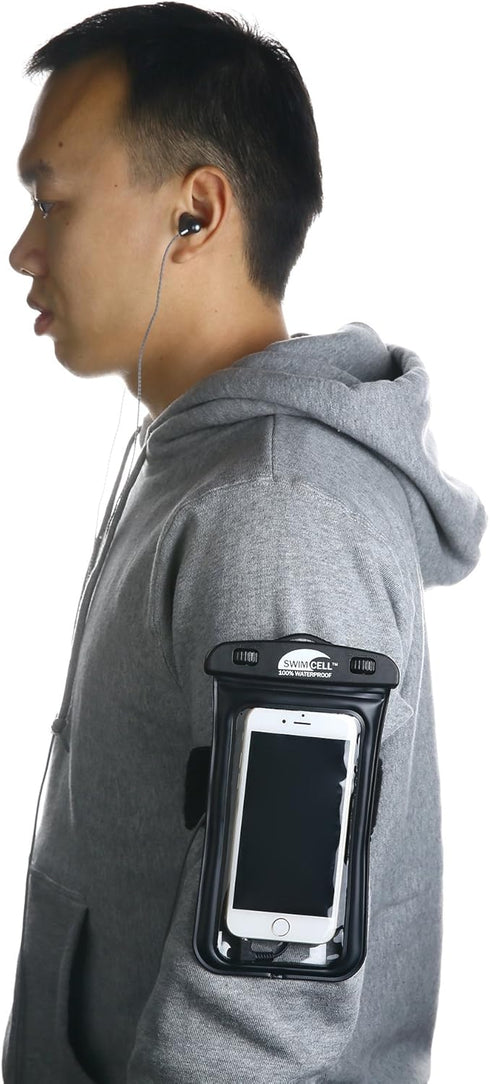 Waterproof Phone Holder Armband Case - for Swimming Running Walking with Headphone Jack. Fits All Standard Size Phones up to 15cm- iPhone, Samsung...