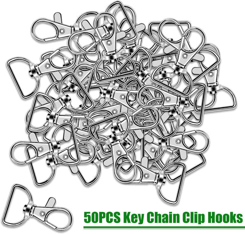 50PCS Swivel Clasps Lanyard Snap Hooks, Premium Key Chain Clip Hook Lobster Claw Clasp for Keychain Sewing Projects (3/4”Inside Width) (Silver)...