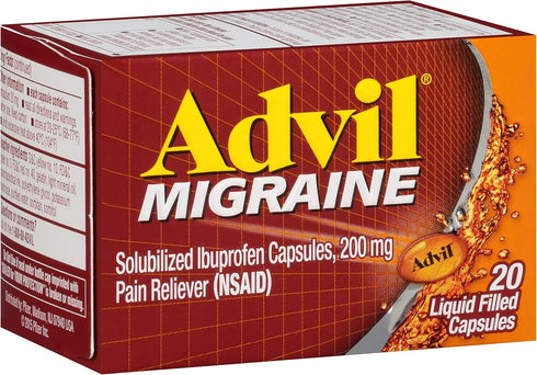 Advil Migraine Headache Relief, Ibuprofen Capsules with Ibuprofen 200mg for Migraine Relief, Nausea Relief and Light Sensitivity Relief - 20 Liqui...
