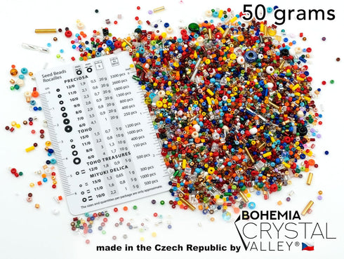 1.75oz (50g) Mix of Small Rocailles, Seed Beads & Bugles 2-10mm Preciosa Ornela Czech Glass Beads, Mix multi big pack...