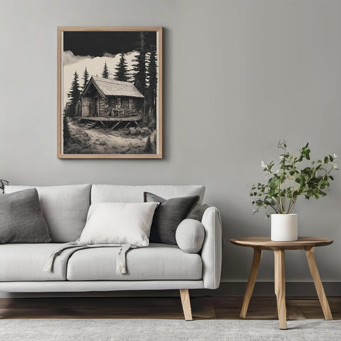 Posterizer 1 pcs- quaint village in the nature-cabins in the wild 2-Landscape & Nature Art-Floral Botanical Art- Decor for Home & Office- unframed...