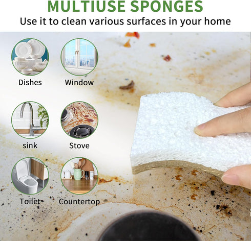 9 Pack Biodegradable Natural Kitchen Sponge - Compostable Cellulose and Coconut Walnut Scrubber Sponge - Eco Friendly Sustainable Sponges for Dish...