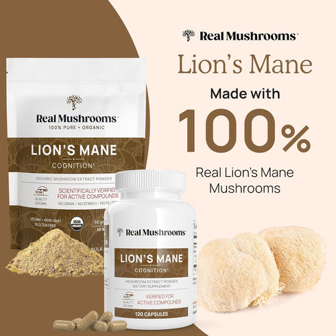 Lion’s Mane Powder - Organic Lions Mane Mushroom Extract with Immunomodulating Properties & Antioxidants - Vegan Mushroom Supplement, 60 Servings...