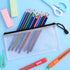 12 Pieces Plastic Mesh Zipper Pouch Bag/Zipper Envelope Document Storage Pouch Bag/Zip File Folder/Office Supplies Bills File Waterproof Zipper Po...