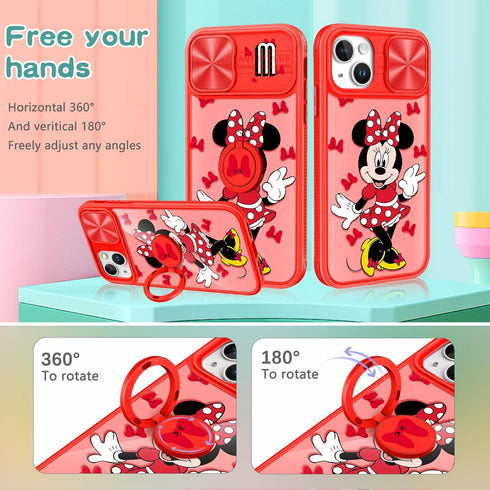 Joyleop (2in1 for iPhone 14 Case Cartoon Cute for Girls Women Teen Kids Girly Phone Covers Fun Unique Kawaii Pattern Design with Slide Camera Cove...