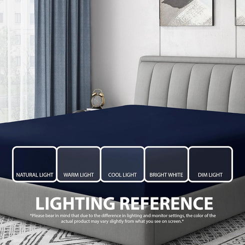 Cathay Home Luxury Wrinkle And Fade Resistant Double Brushed Ultra Soft Microfiber 14-inch Standard Pocket Single Fitted Sheet, Navy Blue, King...