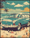 Posterizer 1 pcs-vintage retro cars on the beach poster 1-Retro Art-Landscape & Nature Art- Gift for Nature, Surfers and Beach Lovers- unframed wa...