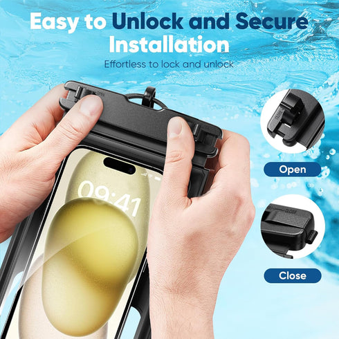 Waterproof Phone Pouch (2-Pack), BG02 IPX8 Double Storage Lanyard Waterproof Phone Case Compatible with iPhone 15 Pro Max, Samsung Galaxy S23 Ultr...