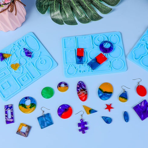 DoreenBow Holographic Resin Earring Necklace Mold Jewellery Holographic Silicone Molds Epoxy Resin Casting Molds for Craft DIY Jewelry Making Resi...