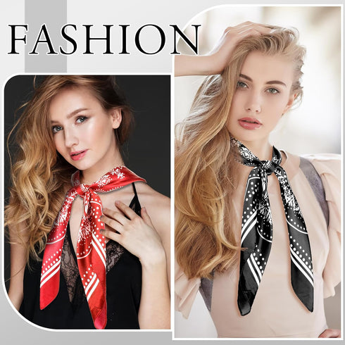 2 Pcs 27.5'' Large Bandanas Silk Square Head Scarfs Scarves Satin Head Scarf Hair Scarf Silk Head Scarf Silk Bandana Silk Hair Wrap Neck Scarf for...