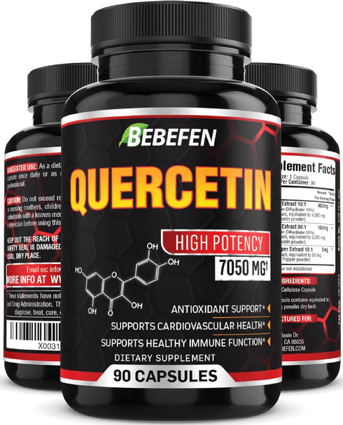 BEBEFEN Quercetin Capsules - 7050mg Formula Pills with Black Pepper Extract - 90 Capsules Quercetin Pills for Supports Immune Health & Cardiovascu...