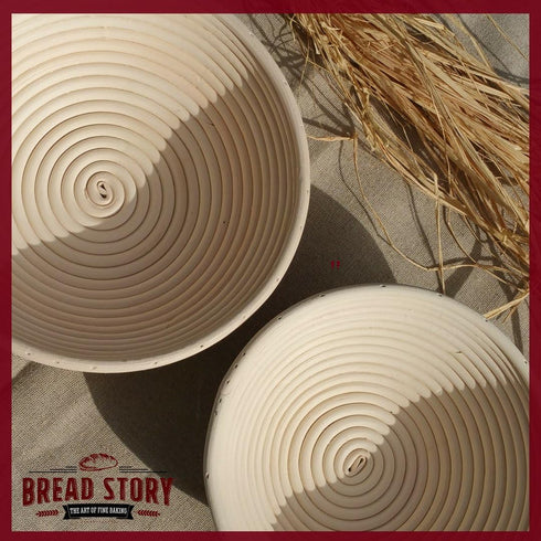 (8.5 inch)Round Banneton Proofing Basket Set - Brotform Handmade Unbleached Natural Cane For homemade Crusty Fresh,Easy to Bake Bread With Profess...