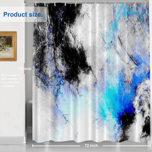 Shrahala Abstract Grey and White Decorative Shower Curtain, Fractal Abstract Blue Black and Grey Designs Shower Curtain for Shower Stall Bathroom ...