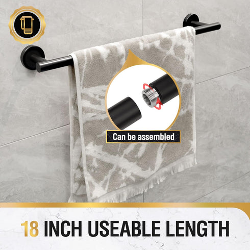 HITSLAM Matte Black 19.8 Inch Towel Bar for Bathroom, SUS304 Stainless Steel Bathroom Towel Rack Wall Mounted, Modern Home Decor Bath Towel Holder...