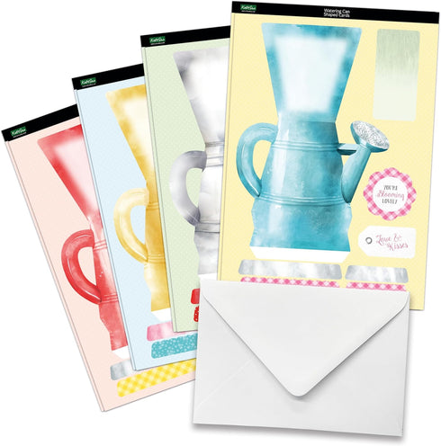 Katy Sue Watering Can Blossoms & Blooms Card Making Kit. Contains 8 Shaped Cards, 3 Sheets of Floral Die Cut Decoupage, 8 Envelopes & Instructions...