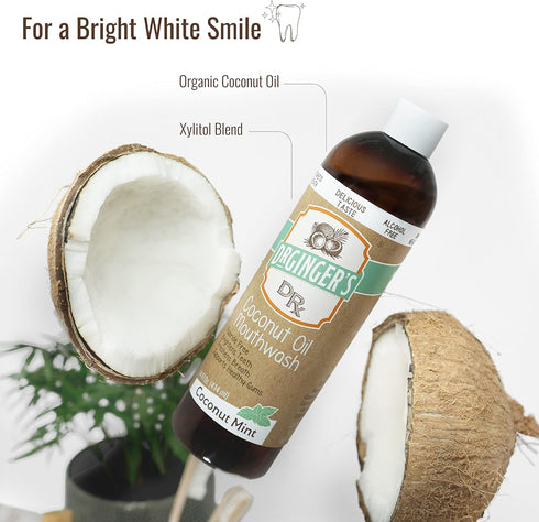 Dr. Ginger's Coconut Oil Pulling Mouthwash, Travel Size, All-Natural Formula for Tongue and Gum Health, Fights Bad Breath and Whitens Teeth, Alcoh...