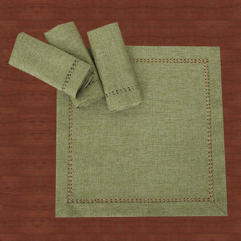 Grelucgo Set of 4 Handcrafted Solid Sage Green Color Dinner Napkins, Double-Hemstitched, Square 18 x 18 Inch...