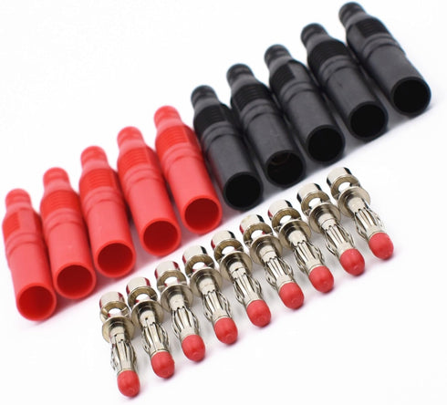 10Pcs Insulated Safety Straight Seal Protection Shrouded 4mm Banana Plugs Solder DIY Banana Plug Connectors for Multimeter Test Leads Ends Probes ...