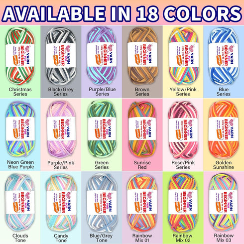 50g Rainbow Beginner Crochet Yarn for Crocheting and Knitting Multicolor Cotton Crochet Yarn for Beginners with Easy-to-See Stitches Cotton-Nylon ...