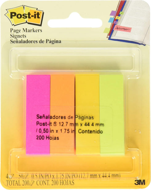 Post-it Page Marker 670-4-D, 1/2 in x 1.75 in (12,7 mm x 44,4 mm) Rainbow...