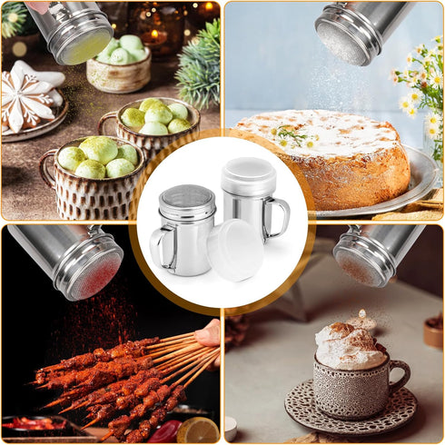 Accmor 2pcs Powdered Sugar Shaker Duster with Handle, Cinnamon Shaker Flour Sifter, 7oz Stainless Steel Fine Mesh Dredges Shakers for Cinnamon Flo...
