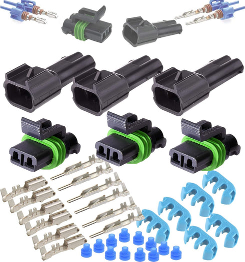 APTIV Metri-Pack 280 Series 2-Way Connector w/10-12 AWG Sealed Waterproof (3 Set)...