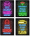 Printed Neon Gaming Posters Set of 4 (8”X 10”), Boys Room Decorations for Bedroom,Video Game Wall Art,Gamer, Teen boy bedroom, game room, No Frame...