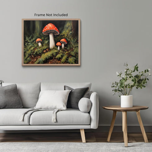 Posterizer 1 pcs-cute mushrooms in the wild-oil painting style 4-Floral & Botanical Art-Landscape & Nature Art-Decor for Home & Office- unframed w...