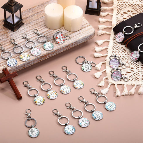 Sasylvia 20 Pcs Christian Keychains for Women Inspirational Scripture Quote Religious Keychains Bible Verse Gifts for Prayers...
