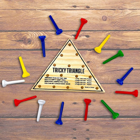 Tricky Triangle Classic Travel Wooden Brain Teaser Peg Game- 12 Per Pack...