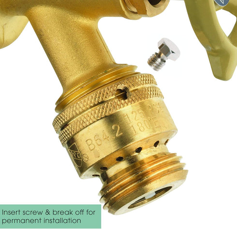 Homewerks Worldwide VACBFPZ4B Vacuum Breaker Hose Bib Backflow Preventer, 3/4 Inch, Brass...