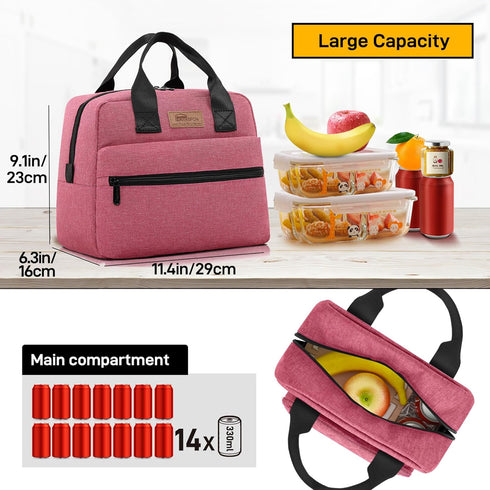 HOMESPON Insulated Lunch Bag for Women Men Lunch Box Cooler Lunch Tote for Work Picnic (Rose)...