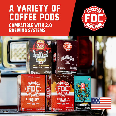 Fire Department Coffee - Gives Back to Firefighters - Dark Roast Coffee Pods - Bold & Strong - Roasted in the USA - Premium K Cups - Veteran Owned...