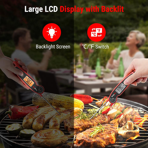 F05 Digital Meat Thermometer for Cooking with Motion Sensing, Waterproof Food Thermometer for Kitchen BBQ Oil Grill Smoker Candy Thermometer Black...