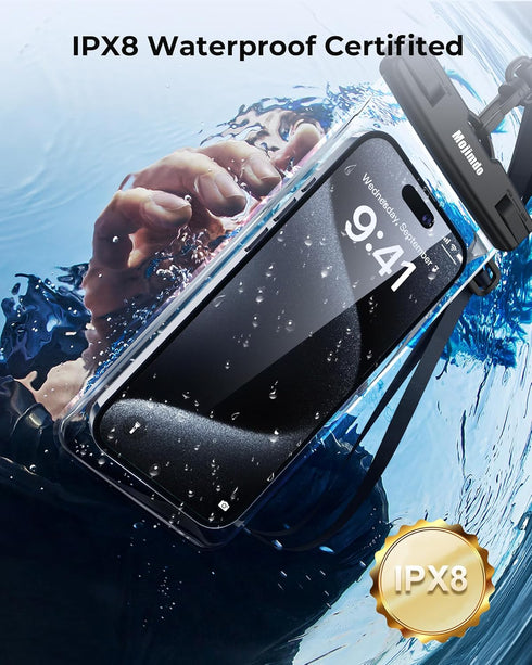 Waterproof Phone Pouch 8'', IPX8 Waterproof Phone Case with Lanyard Protector for iPhone 15 14 13 12 11 Pro Max XR XS 8 7 Plus Samsung Galaxy, Cel...