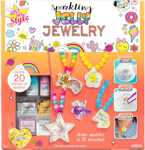 Just My Style Sparkling Jelly Jewelry, Make Your Own Squishy Jewelry, Create 25 Pieces of Jelly Jewelry, Fun Weekend or Sleepover Activity, Great ...