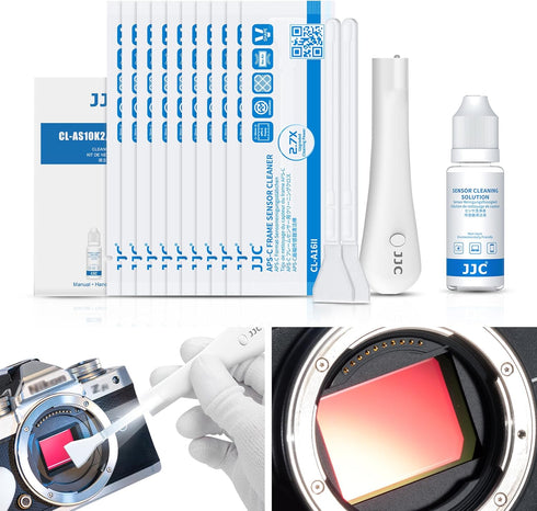 Upgraded Camera Sensor Cleanning Kit Cleaner Set with Bright Built in Light Cleaning Handle & 10PCS 16MM APS-C Sensor Cleaning Swabs & Sensor Clea...