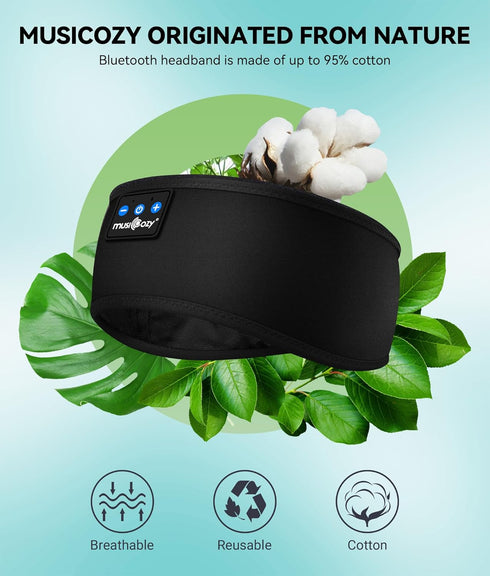 MUSICOZY Sleep Headphones Bluetooth 5.2 Headband, Sports Wireless Earphones Sweat Resistant Earbuds with Ultra-Thin HD Stereo Speaker for Workout ...