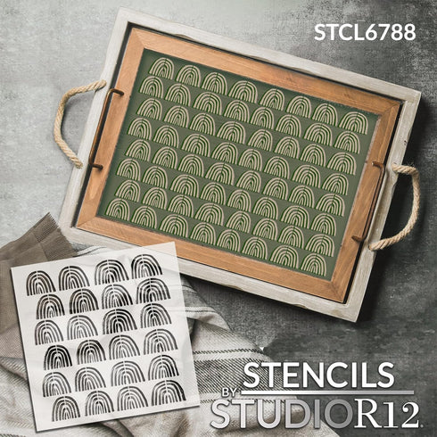 Hand Drawn Rainbow Repeat Pattern Stencil by StudioR12 - Select Size - USA MADE - Wall Floor Tile Template for Painting & DIY Boho Decor | STCL678...