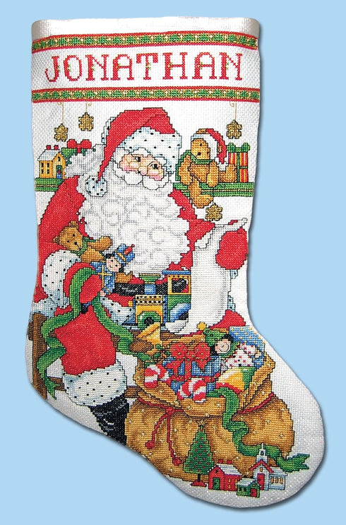 Design Works Crafts Checking His List Counted Cross Stitch Stocking Kit, White...