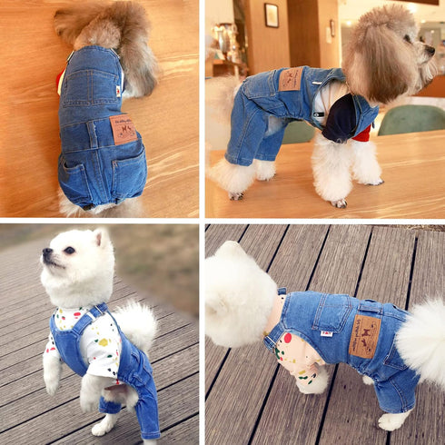 Dog Shirts Clothes Dog Denim Overalls, Fashion Pet Jean Overalls Apparel, Comfortable Puppy Costumes for Small Medium Dogs&Cat, Dog Denim Shirts, ...
