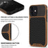 TENDLIN Compatible with iPhone 12 / iPhone 12 Pro Case Wood Grain with Carbon Fiber Texture Design Leather Hybrid Case Black...