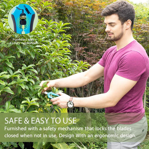 VIVOHOME Gardening Hand Pruner with Straight Stainless Steel Blades Non-stick Pruning Shear Bonsai Cutter Blue for Potting (Pack of 2)...
