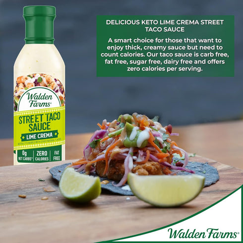 Walden Farms Lime Crema Street Taco Sauce 12oz. Bottle (2 Pack) Creamy & Flavorful, Vegan, Paleo & Keto Friendly, Non-Dairy Milk Substitute, Perfe...