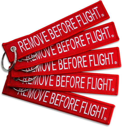 AIXEPA 5x Remove Before Flight Red/White Key Chain 5.5" x 1" by (5 Pack)...