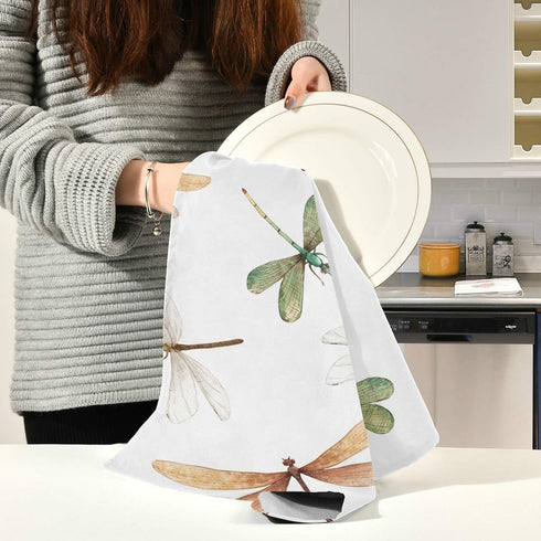 Qilmy Kitchen Dish & Tea Towel Dragonfly Reusable Cloths for Cooking and Drying Dishes for Home Kitchen Cleaning, 28x18in-4 PCS...