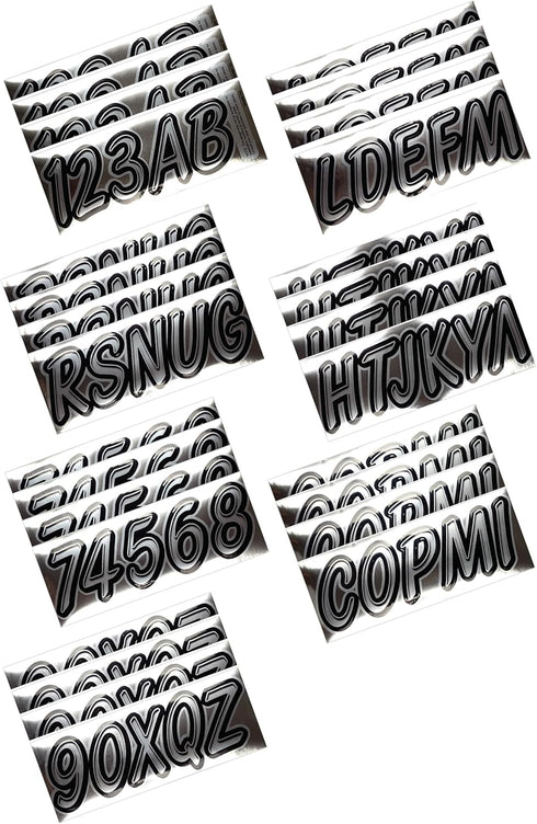 Hardline Products Series 400 Factory Matched 3-Inch Boat & PWC Registration Number Kit, Chrome/Black - CHBKG400...