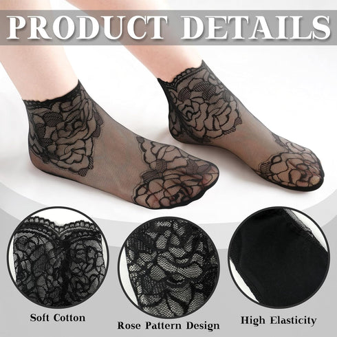 Geyoga 12 Pairs Women's Lace Ankle Socks Mesh Lace Fishnet Ankle Socks for Girls Accessories Dress...
